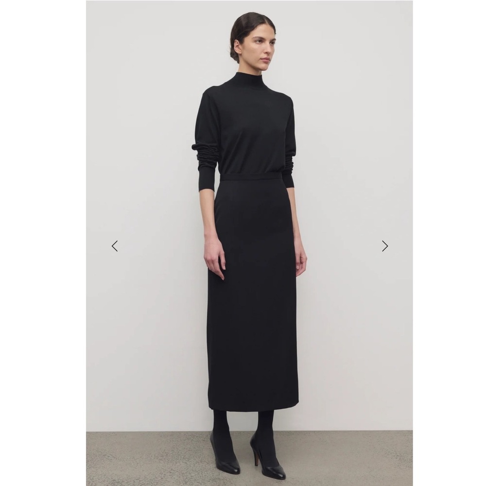 Misook Black Knit Maxi Skirt Bandage Elastic Waist Straight Column Ribbed Size S